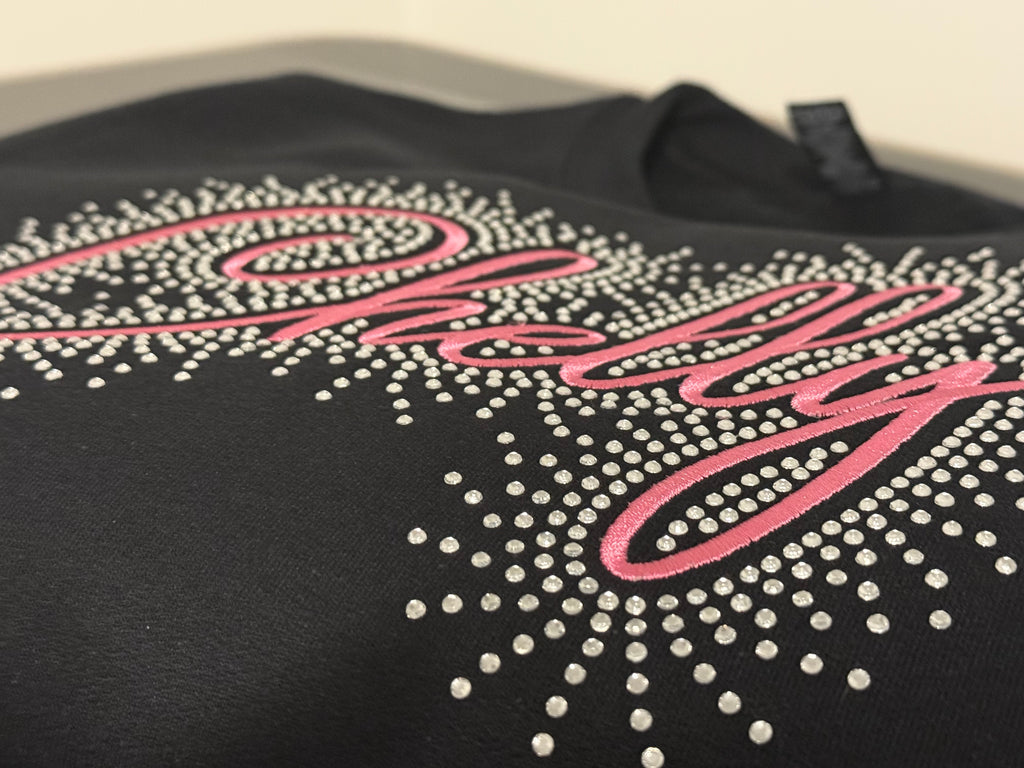 Personalized Embroidered & Rhinestone Sweatshirt | Custom Name Crewneck | Boutique Bling Sweatshirt