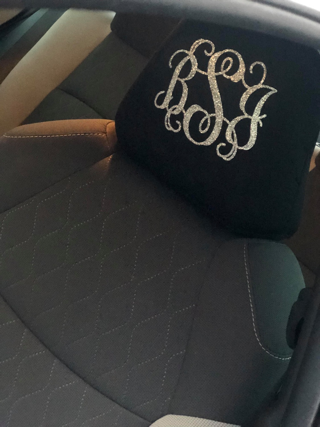 Black Headrest Covers Set of 2 image 1