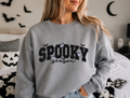 Spooky Season Embroidered Sweatshirt or Hoodie | Halloween Crewneck | Ghost & Bat Fall Pullover